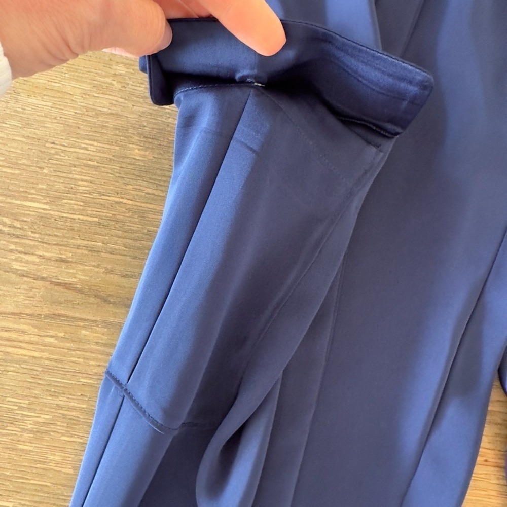 Ramy Brook Satin Elevated Utility Cargo Pants-Navy-Paperbag Waist-Sz M-RRP $295 - Picture 10 of 16
